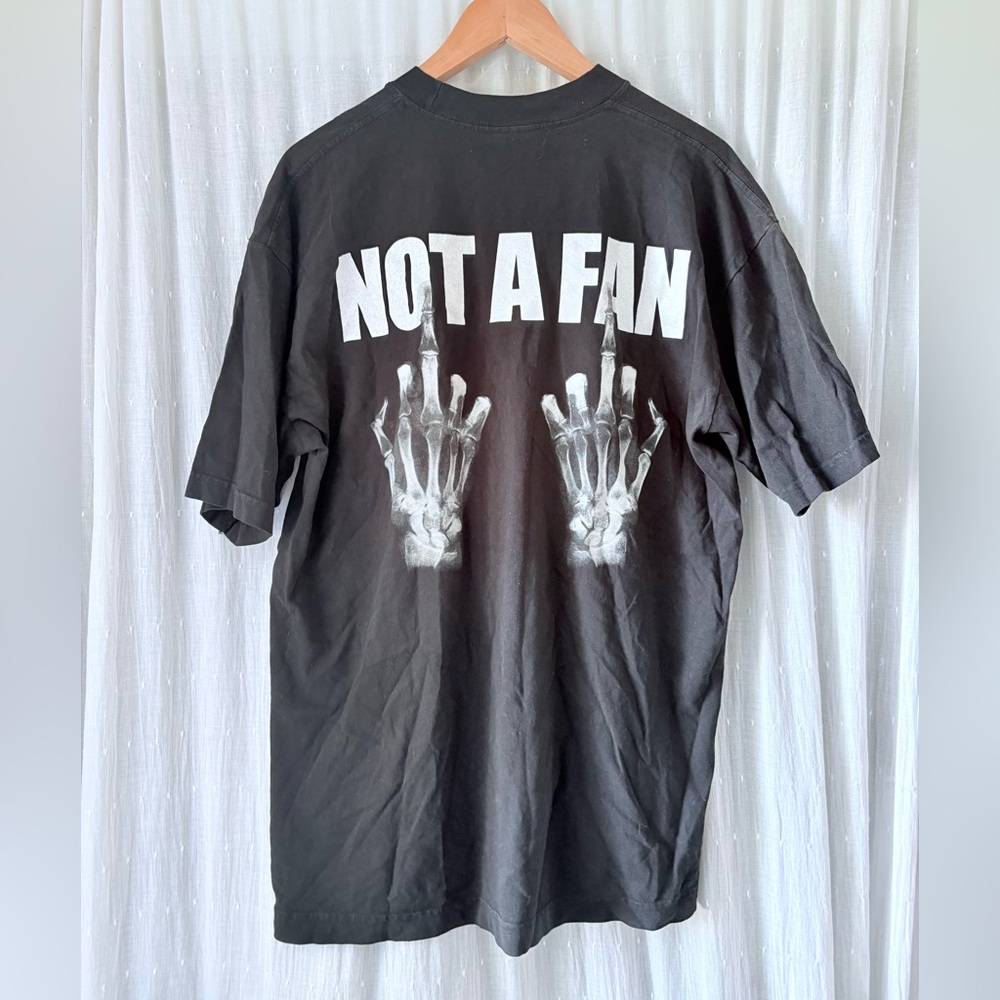 Menace Los Angeles NOT A FAN Skeleton Graphic Tee Black Streetwear Size Large